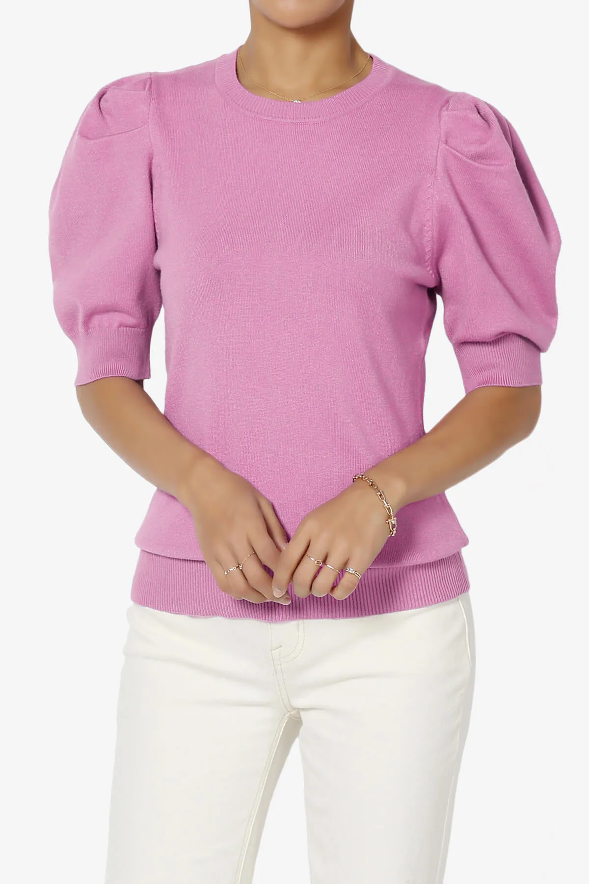 Isabella Puff Short Sleeve Knit Sweater