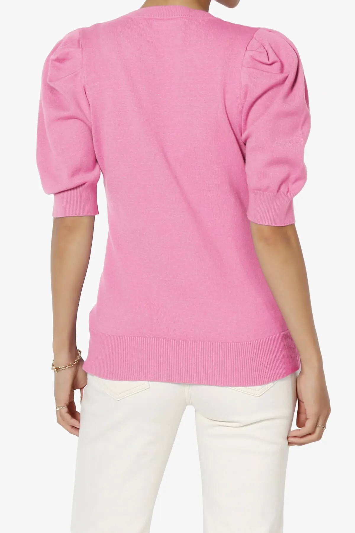 Isabella Puff Short Sleeve Knit Sweater