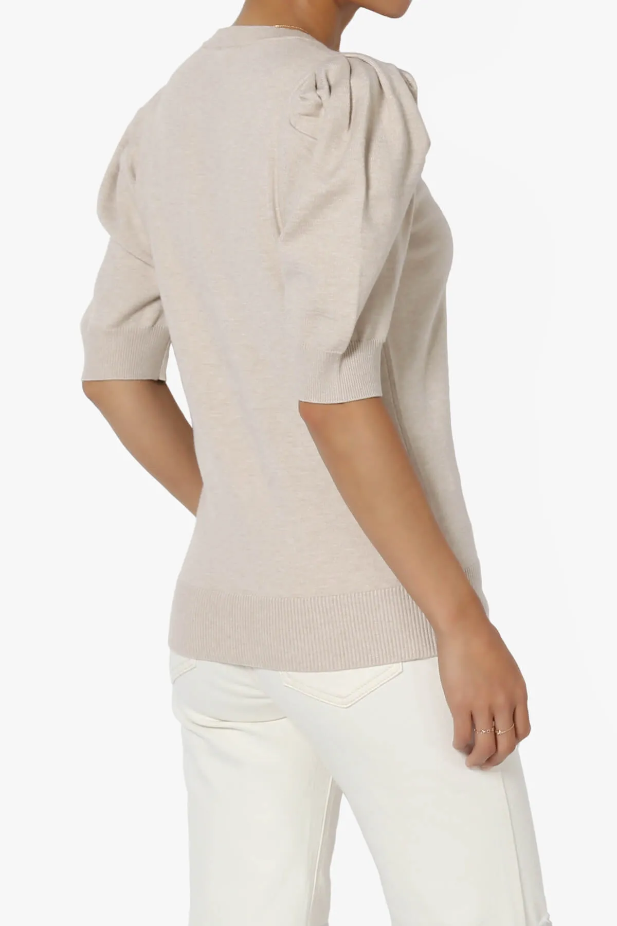 Isabella Puff Short Sleeve Knit Sweater
