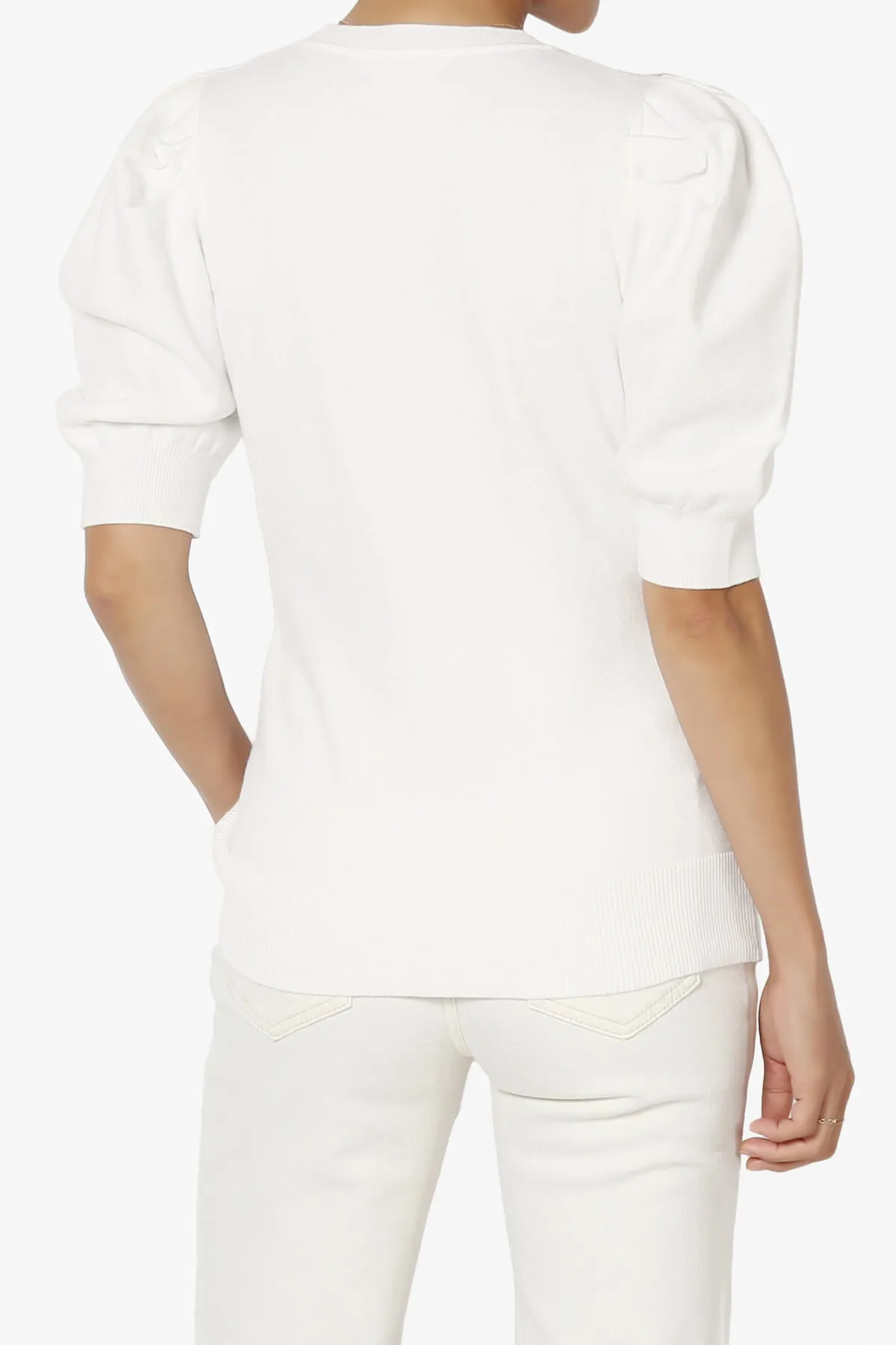 Isabella Puff Short Sleeve Knit Sweater