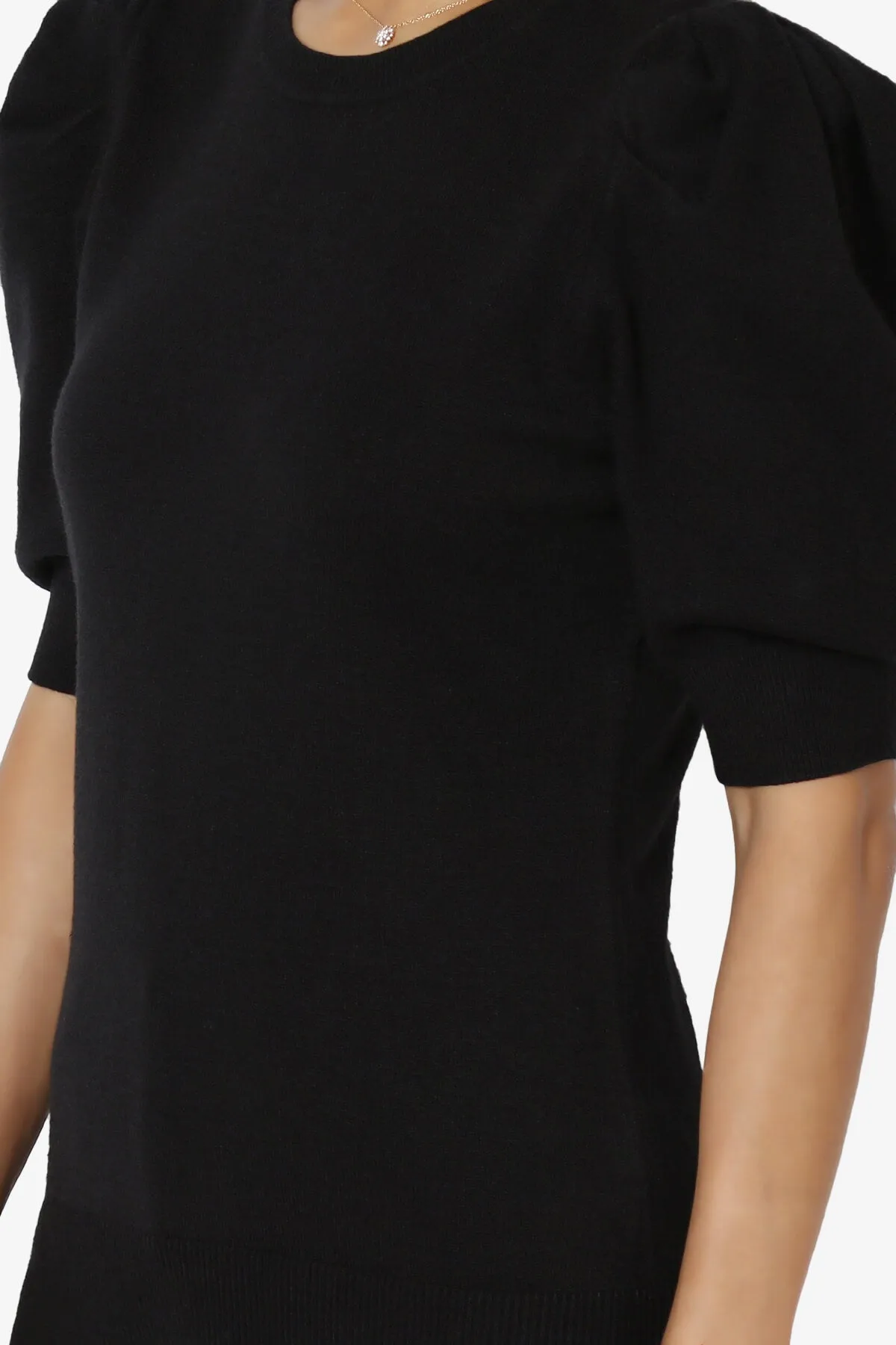 Isabella Puff Short Sleeve Knit Sweater