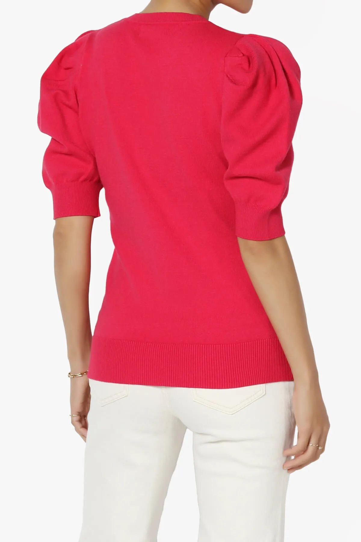 Isabella Puff Short Sleeve Knit Sweater