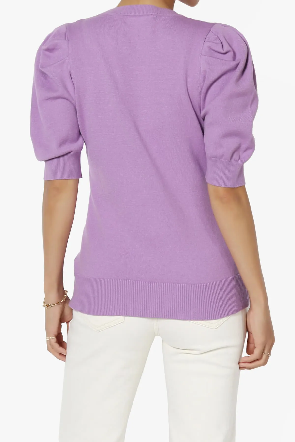 Isabella Puff Short Sleeve Knit Sweater