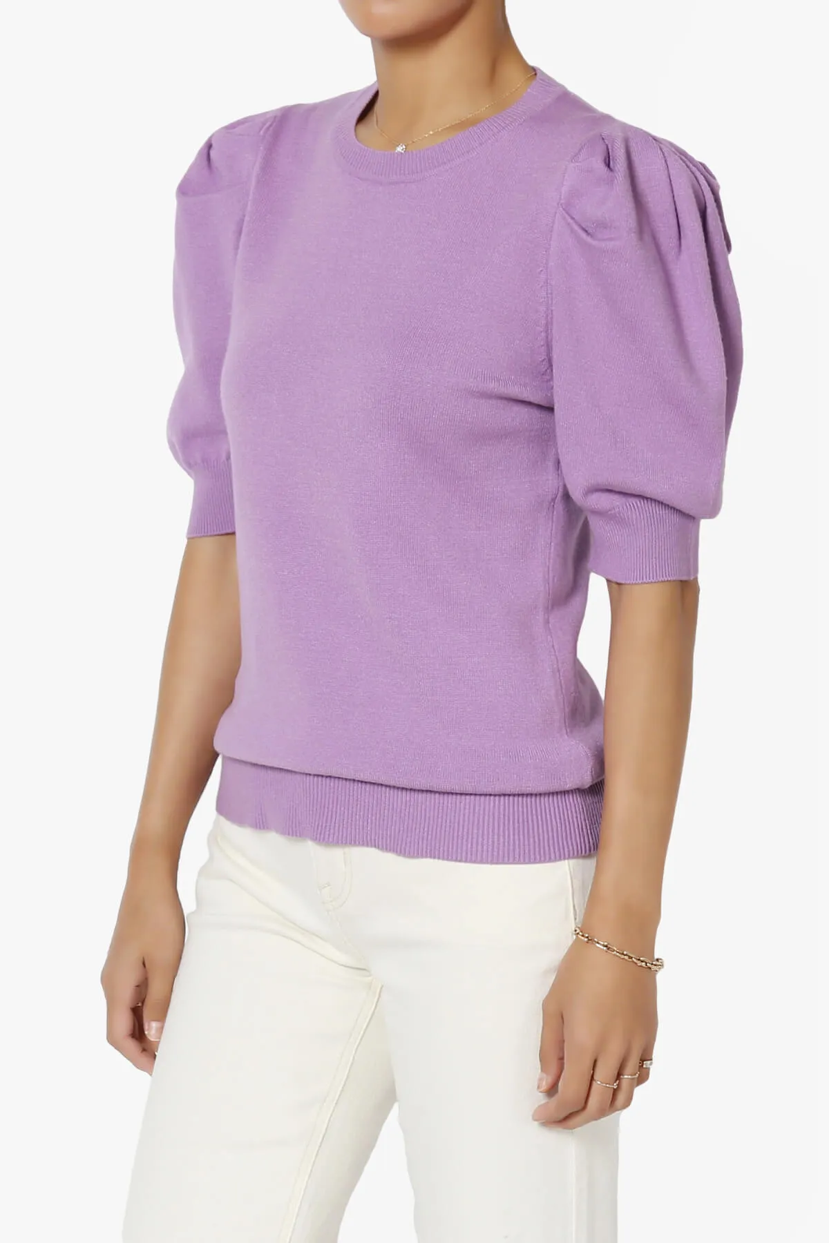 Isabella Puff Short Sleeve Knit Sweater