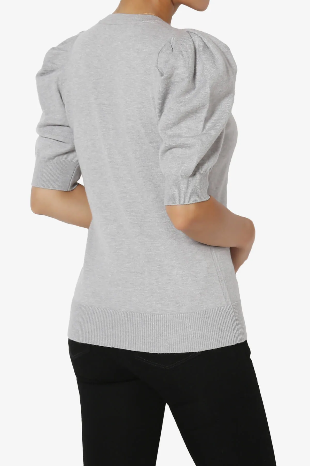 Isabella Puff Short Sleeve Knit Sweater