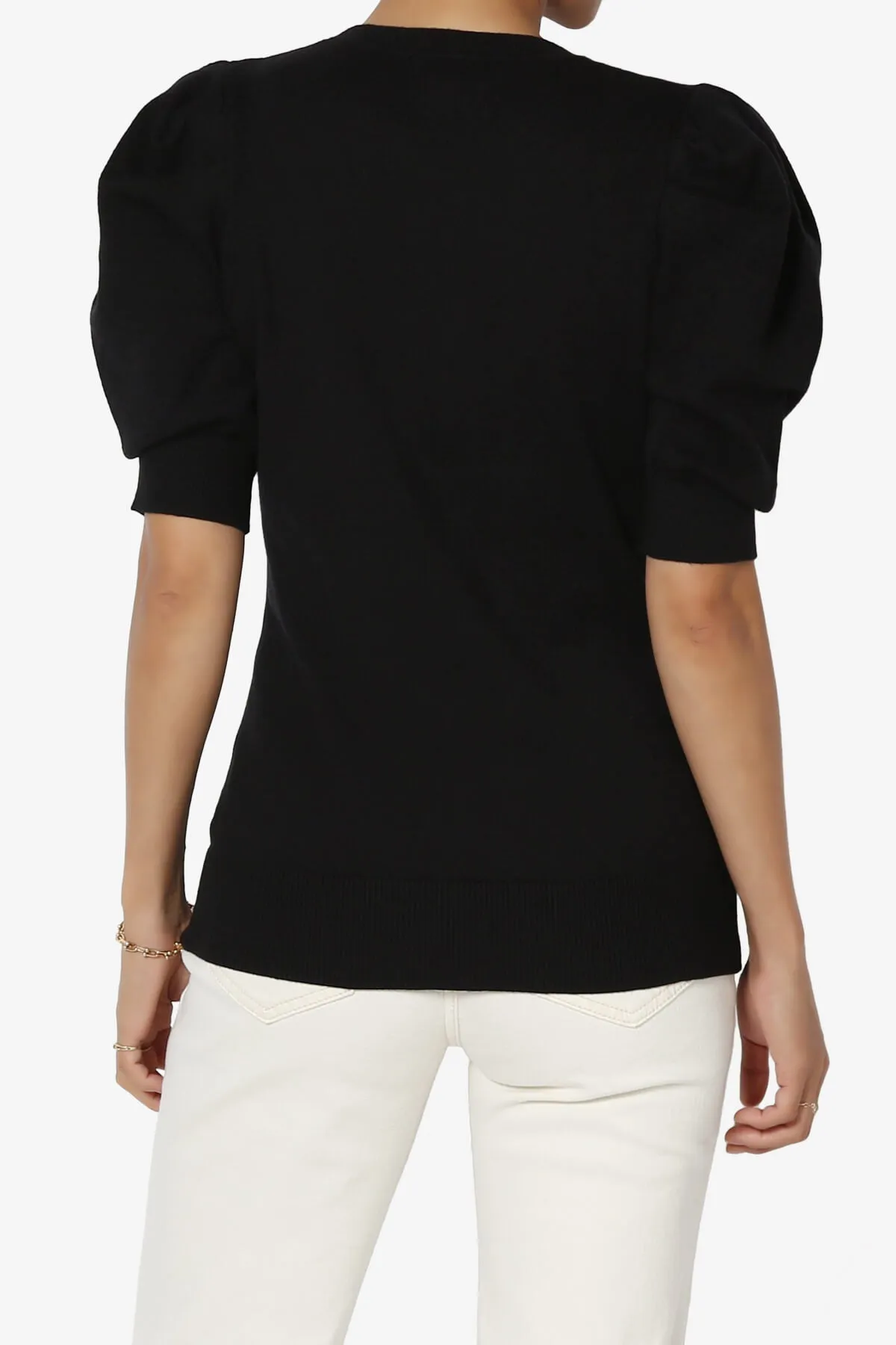 Isabella Puff Short Sleeve Knit Sweater