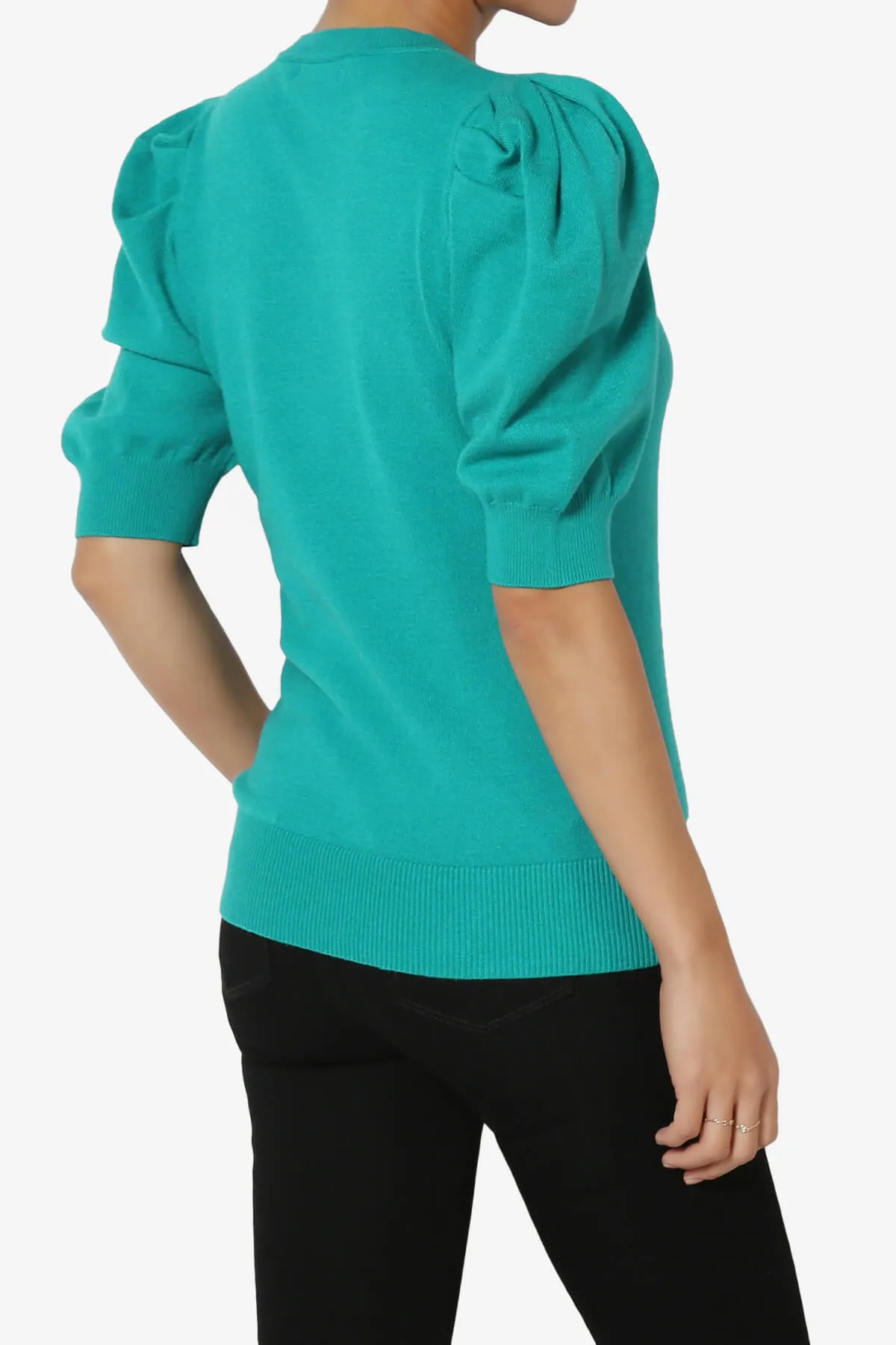 Isabella Puff Short Sleeve Knit Sweater