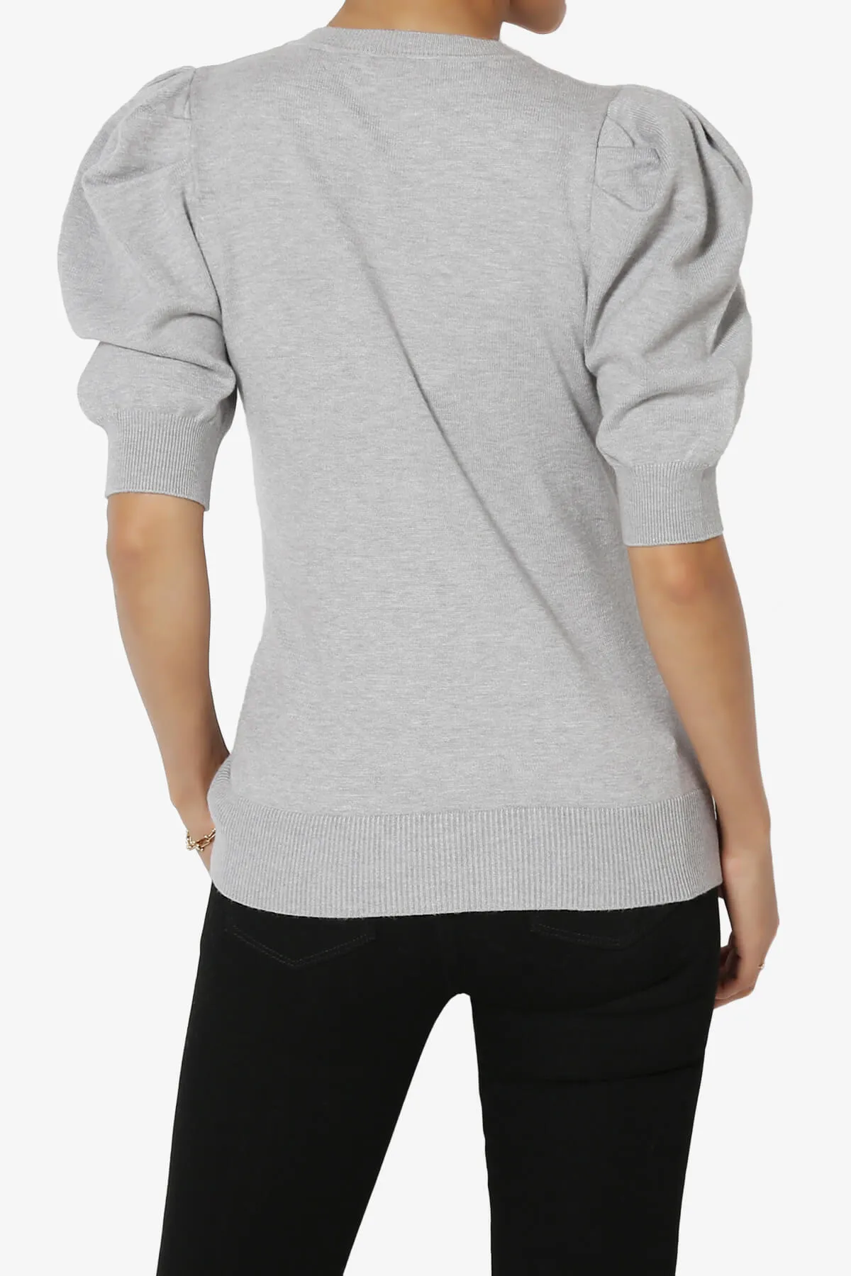 Isabella Puff Short Sleeve Knit Sweater