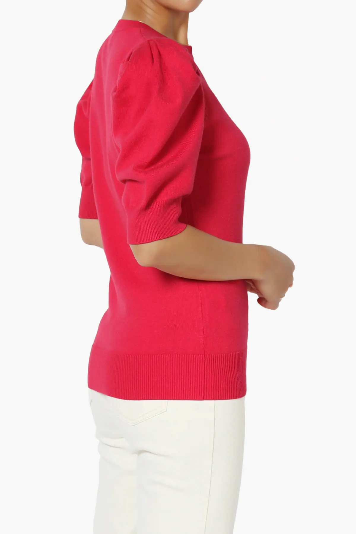 Isabella Puff Short Sleeve Knit Sweater
