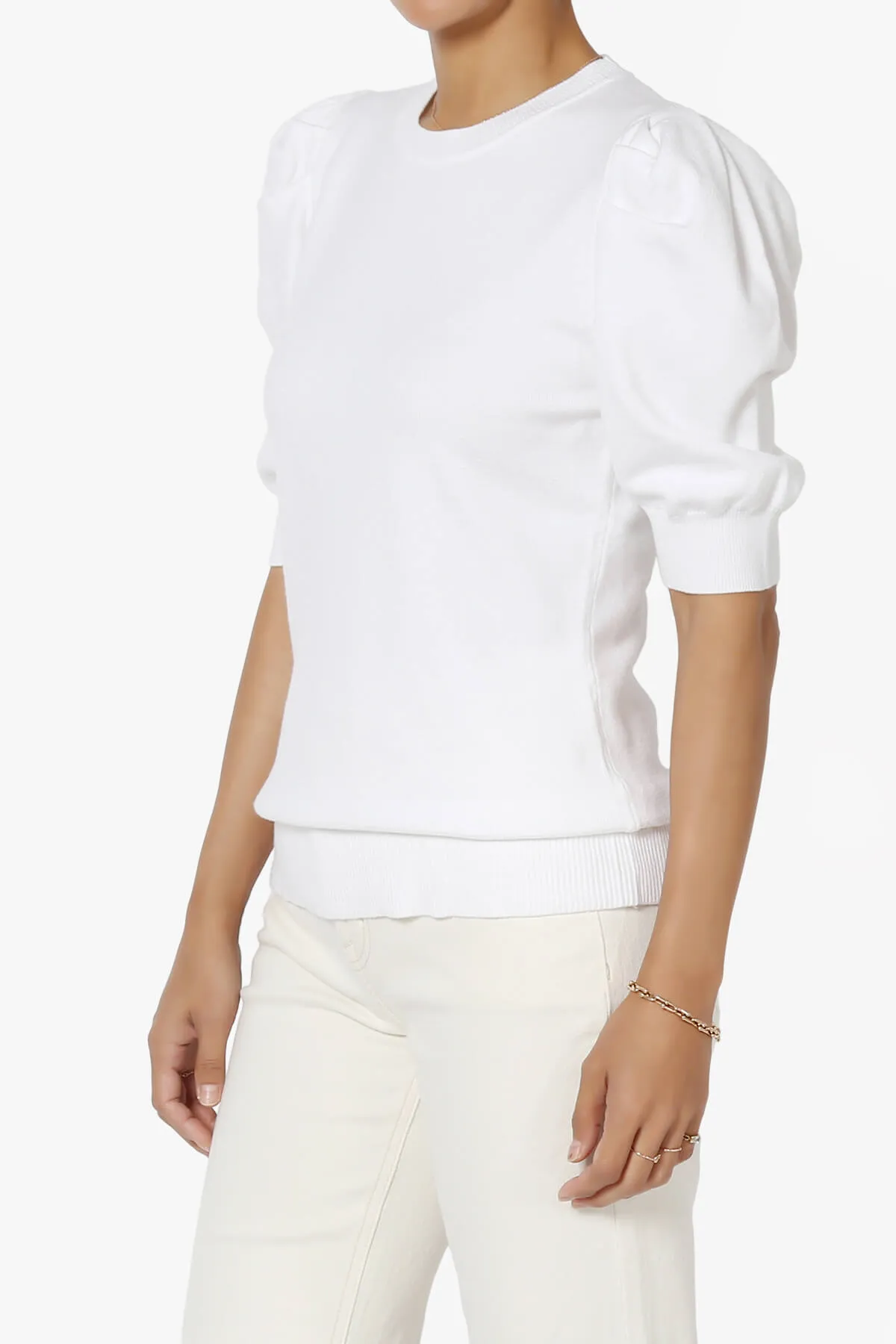 Isabella Puff Short Sleeve Knit Sweater