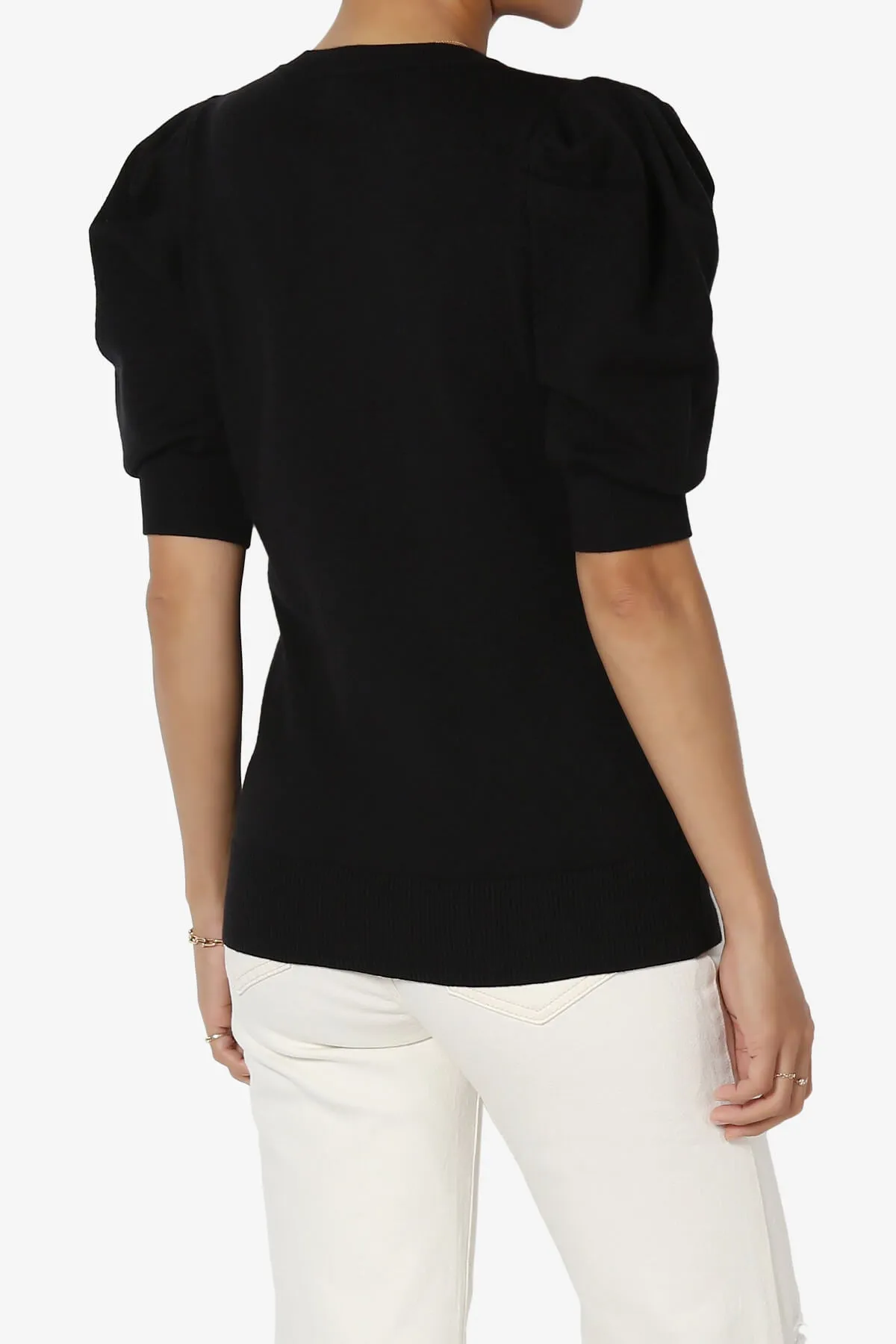 Isabella Puff Short Sleeve Knit Sweater