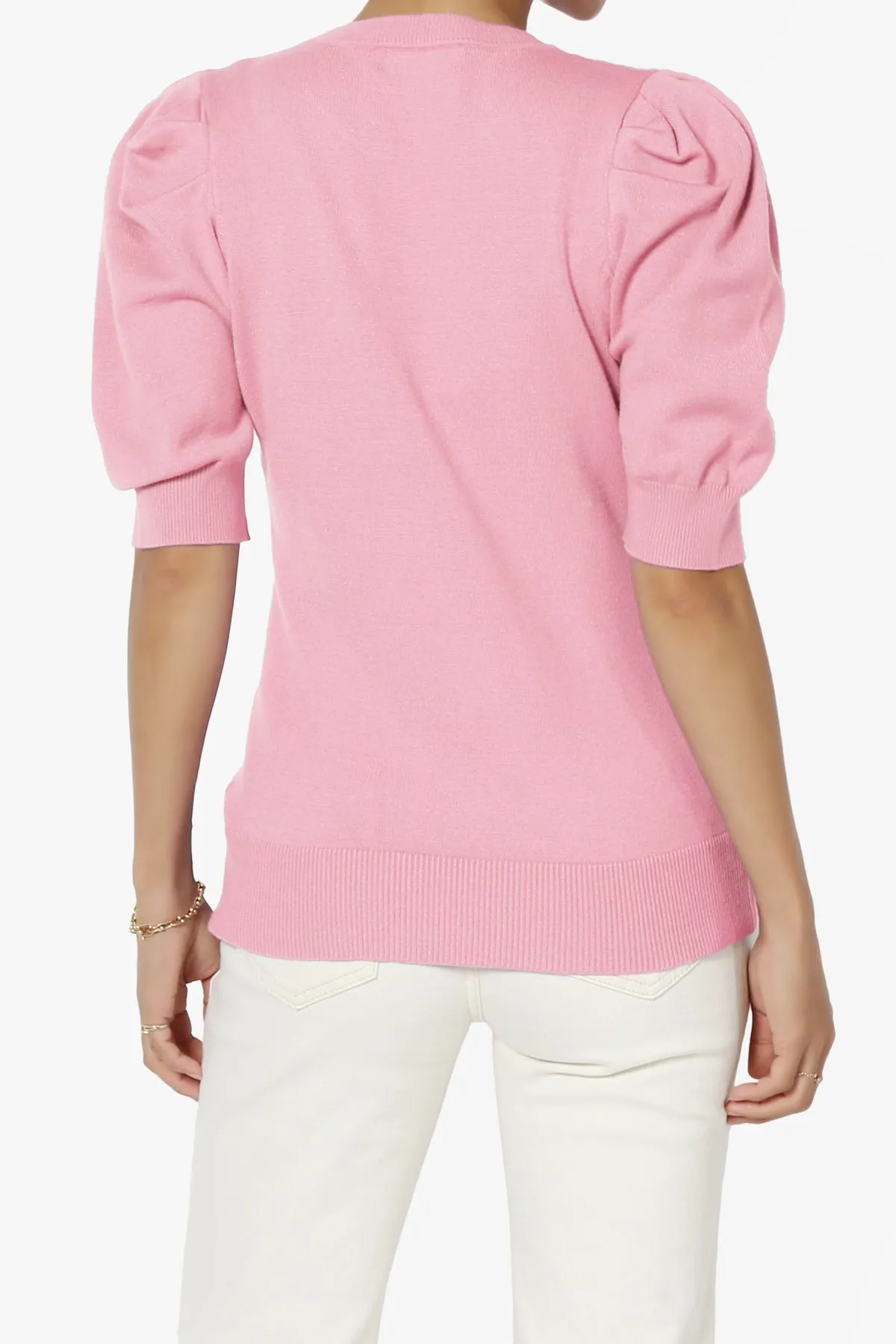 Isabella Puff Short Sleeve Knit Sweater