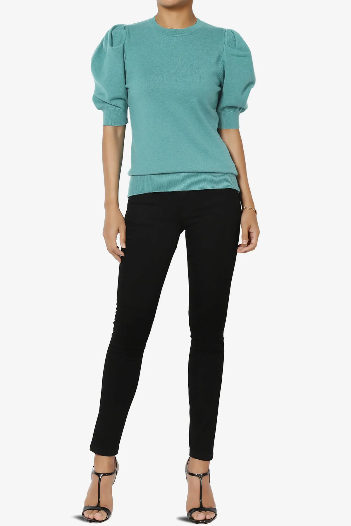 Isabella Puff Short Sleeve Knit Sweater
