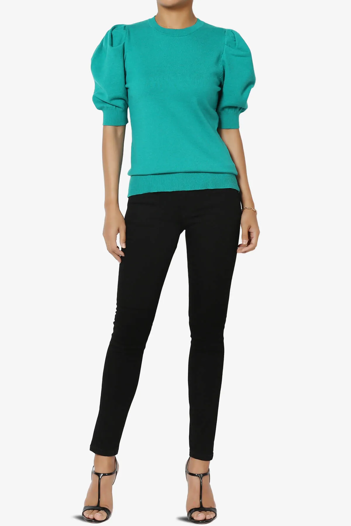 Isabella Puff Short Sleeve Knit Sweater
