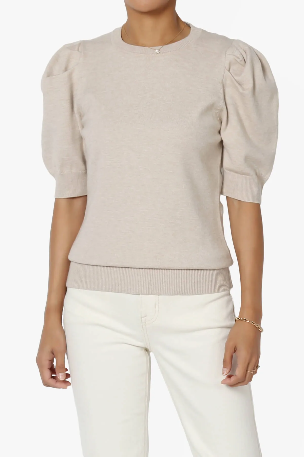 Isabella Puff Short Sleeve Knit Sweater
