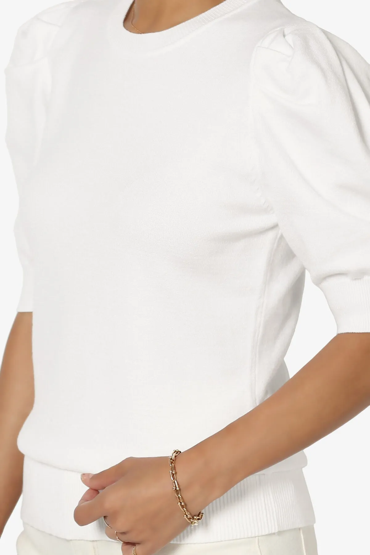 Isabella Puff Short Sleeve Knit Sweater