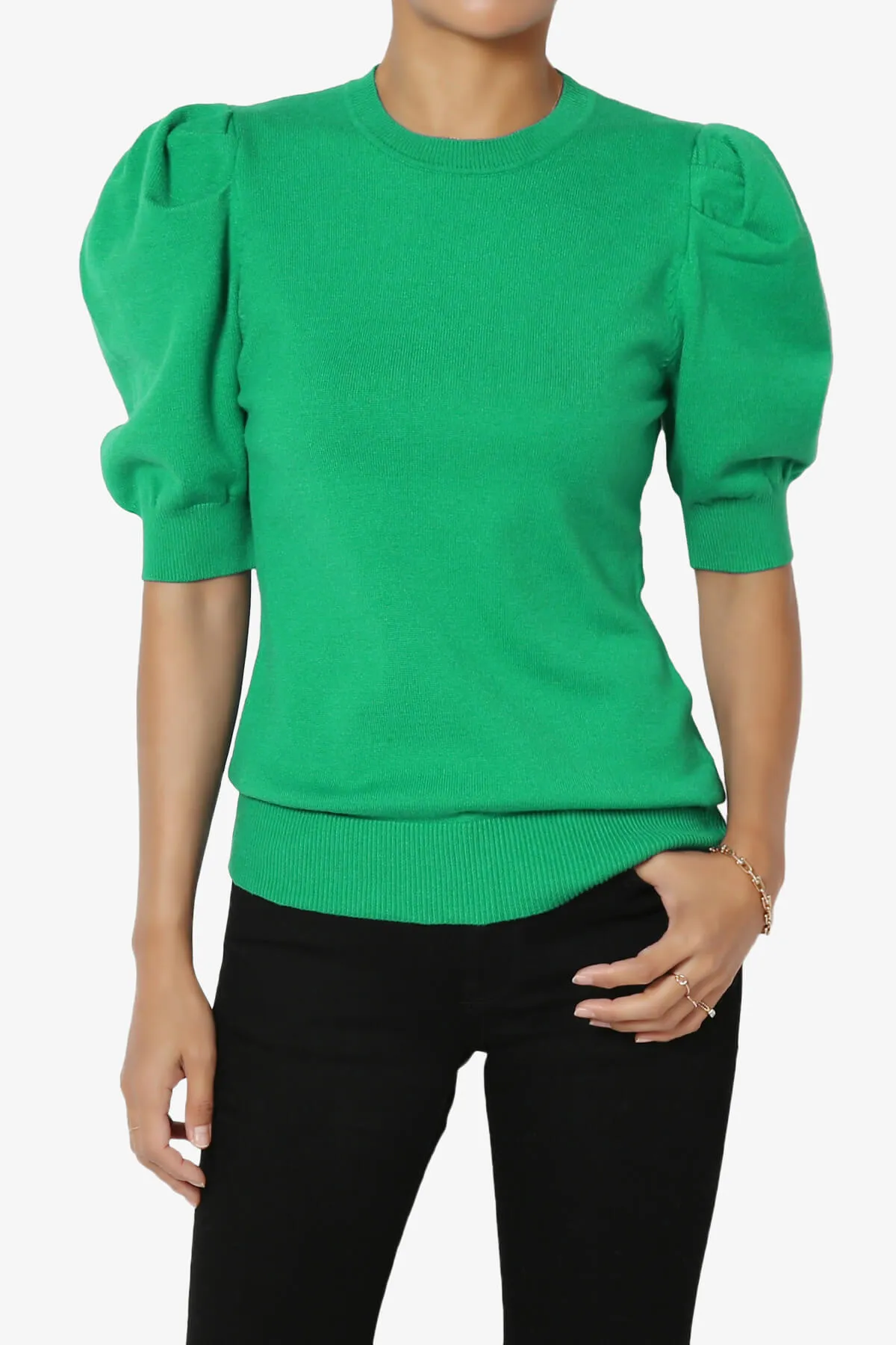 Isabella Puff Short Sleeve Knit Sweater