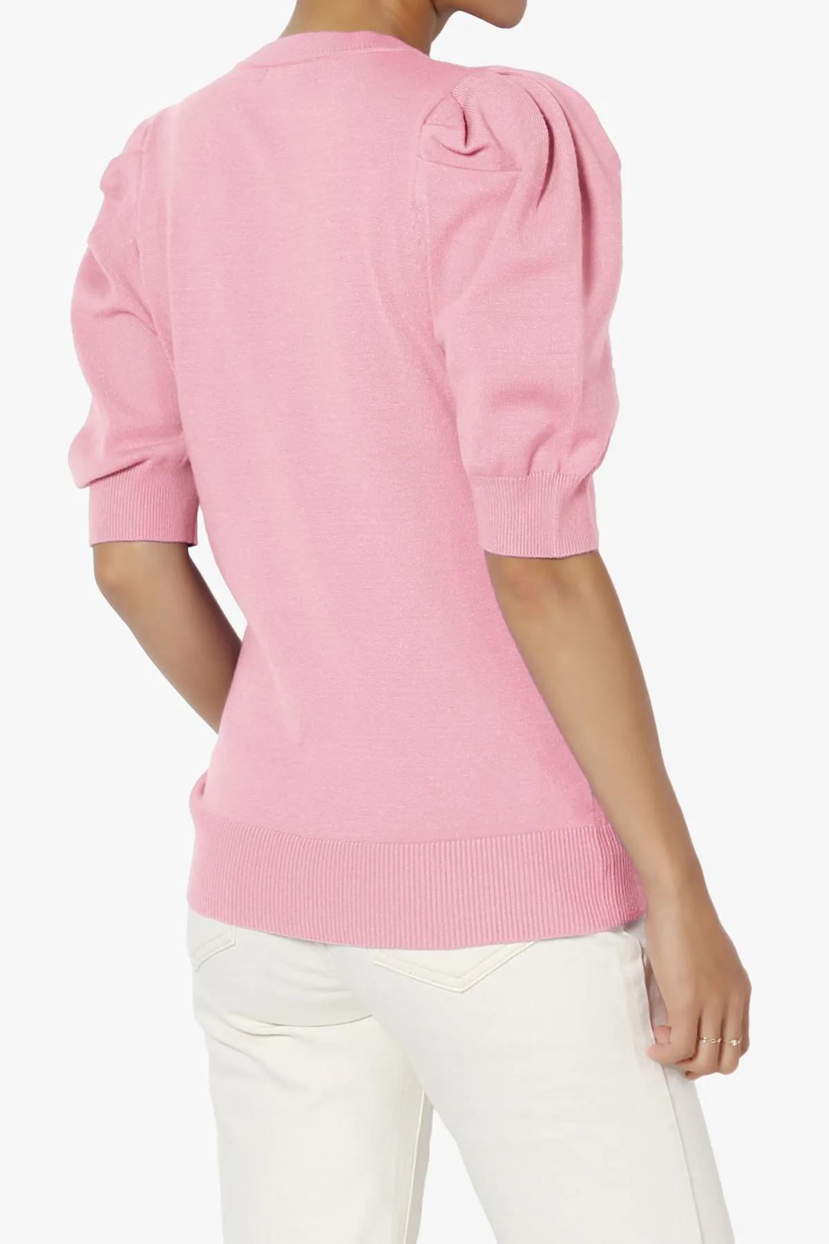 Isabella Puff Short Sleeve Knit Sweater