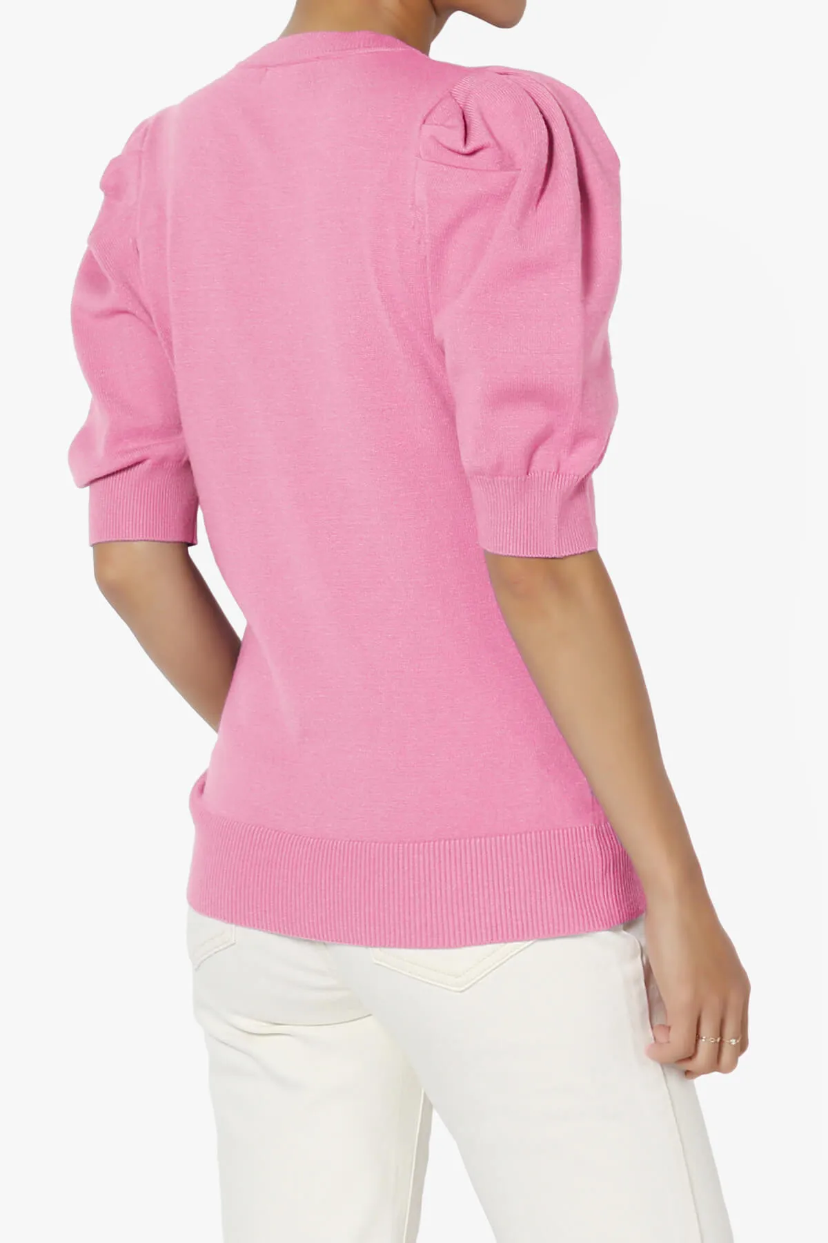 Isabella Puff Short Sleeve Knit Sweater