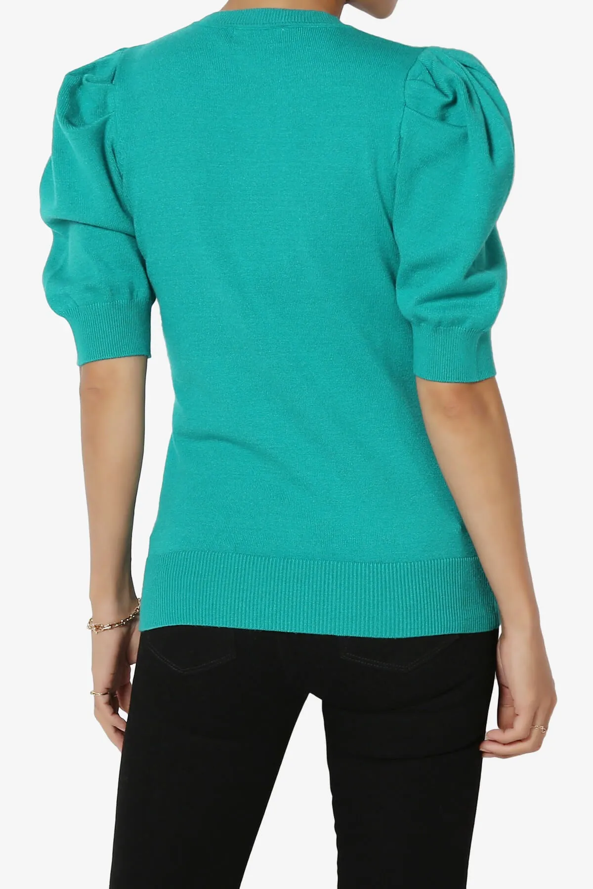 Isabella Puff Short Sleeve Knit Sweater