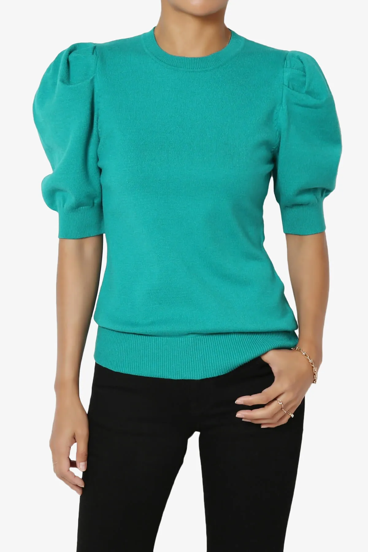 Isabella Puff Short Sleeve Knit Sweater