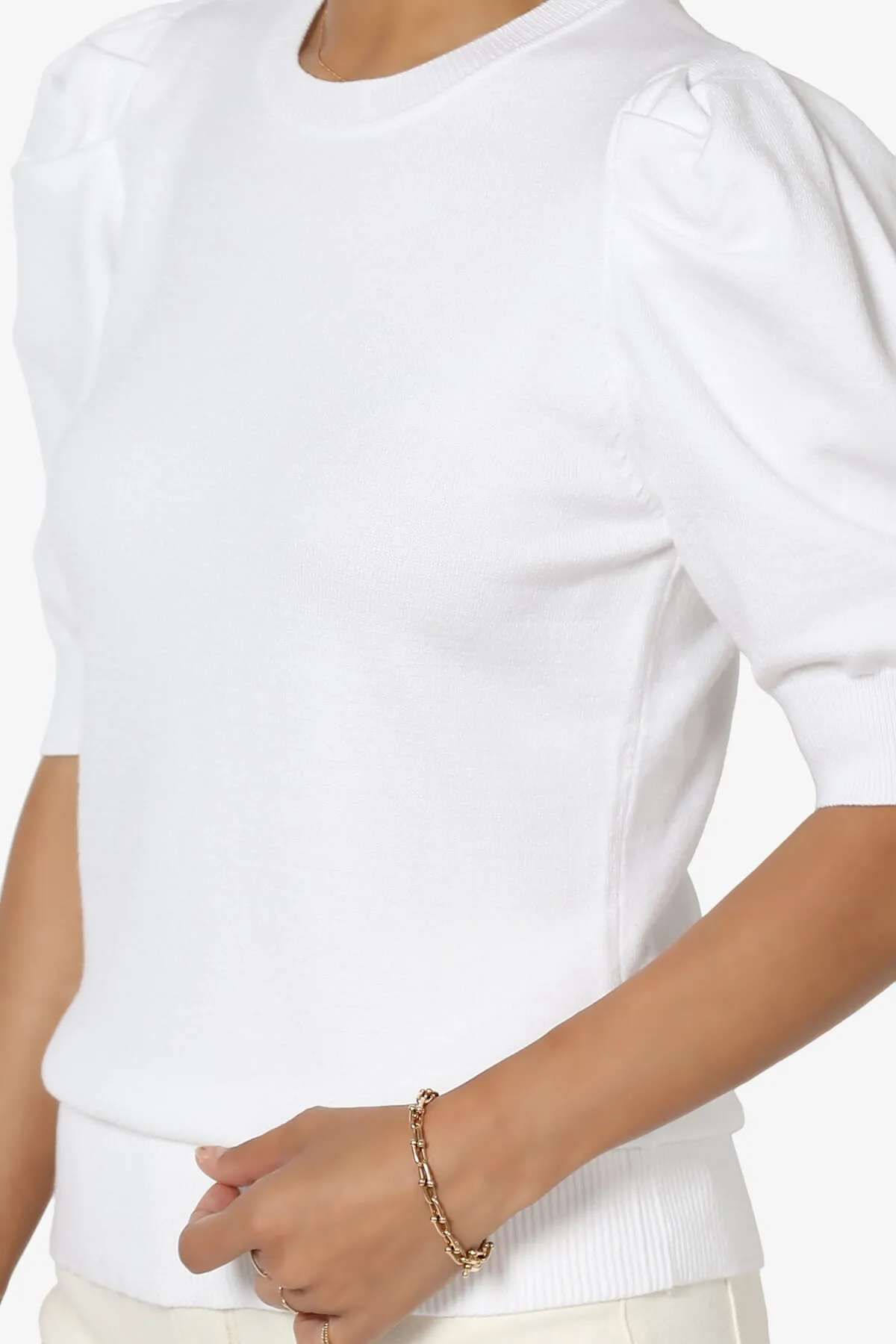 Isabella Puff Short Sleeve Knit Sweater