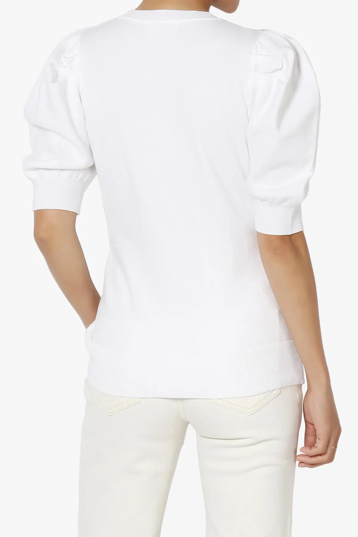 Isabella Puff Short Sleeve Knit Sweater