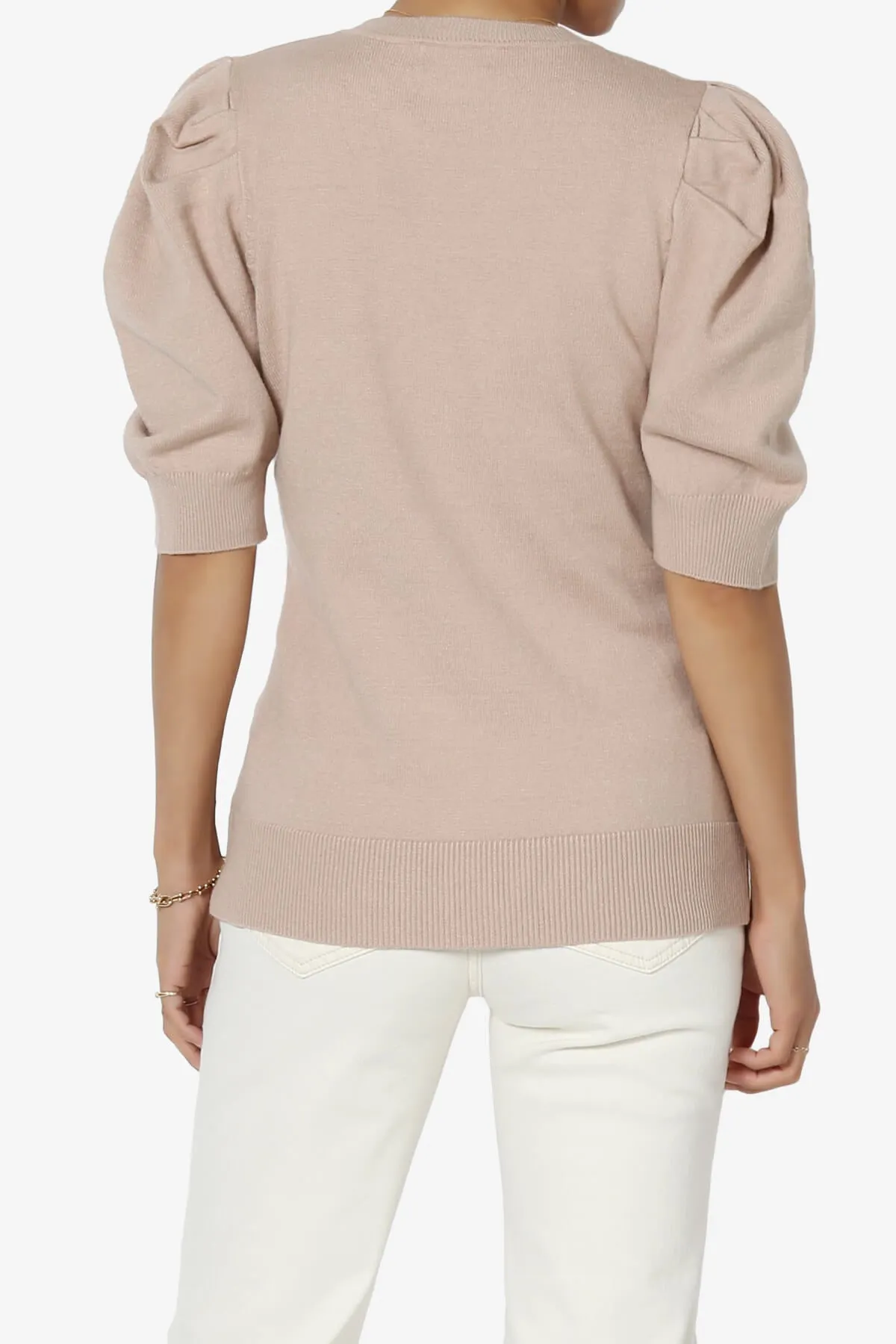 Isabella Puff Short Sleeve Knit Sweater