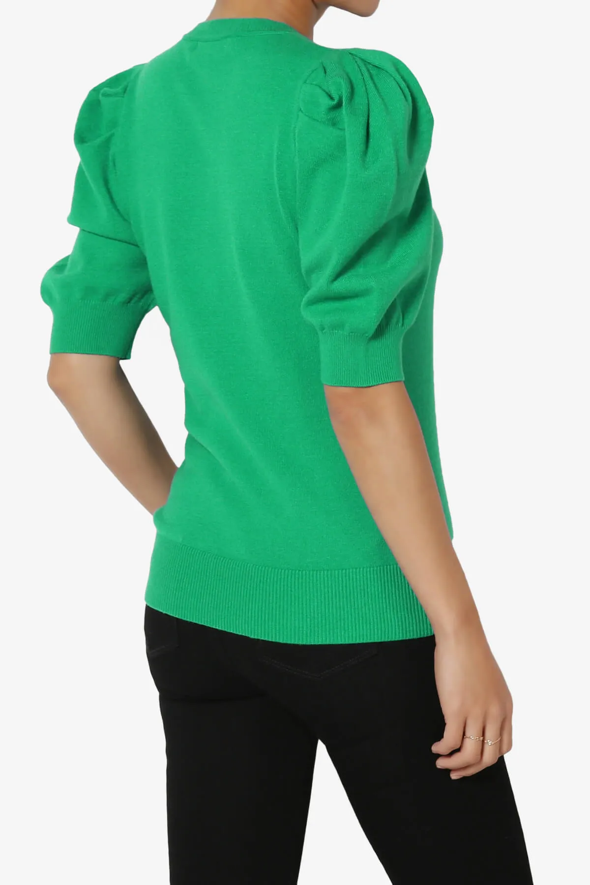 Isabella Puff Short Sleeve Knit Sweater