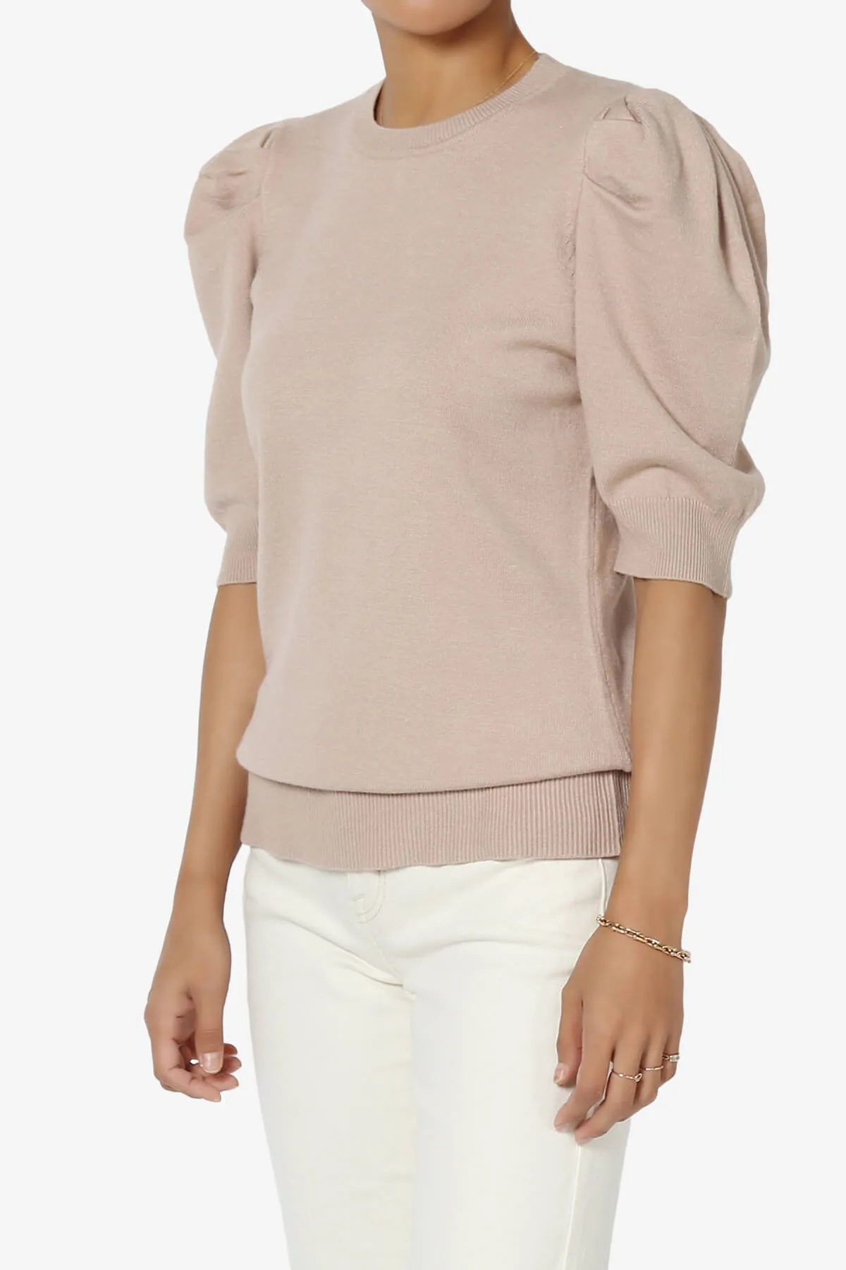 Isabella Puff Short Sleeve Knit Sweater