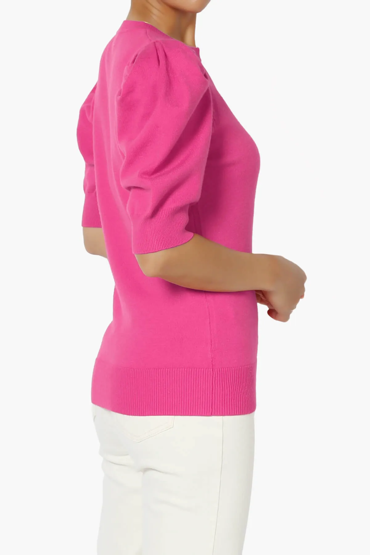 Isabella Puff Short Sleeve Knit Sweater