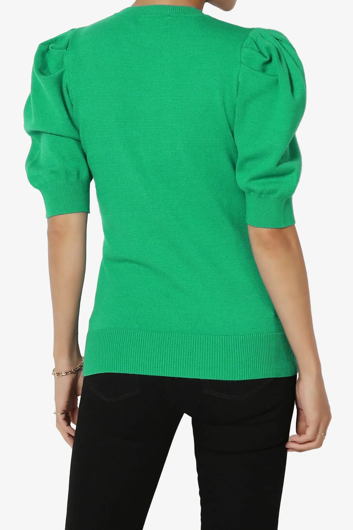 Isabella Puff Short Sleeve Knit Sweater