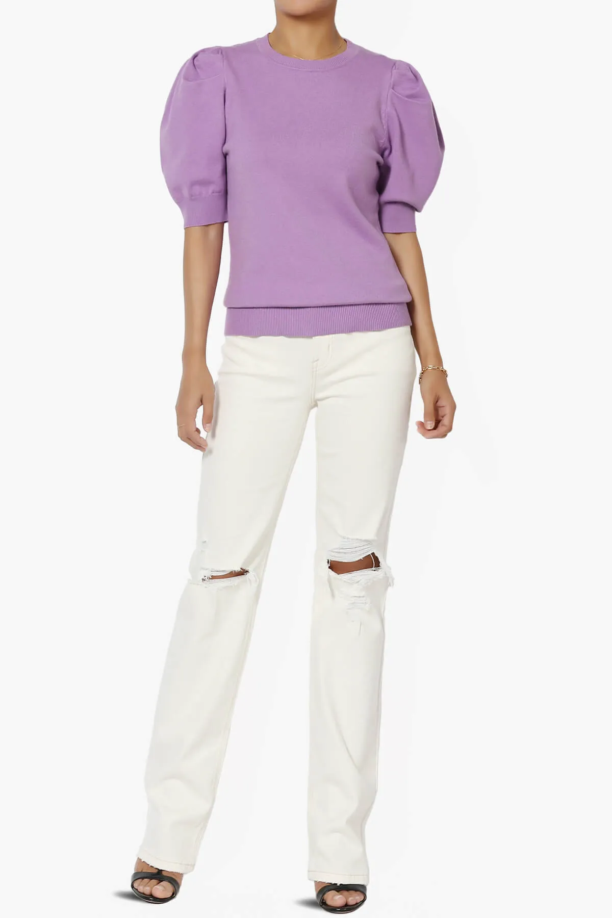 Isabella Puff Short Sleeve Knit Sweater
