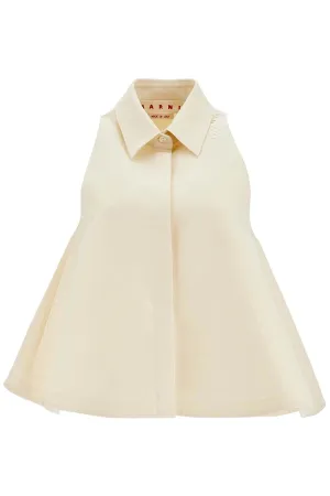 ivory cotton women's shirt with embroidered logo CAMA0612S0TCX28 IVORY