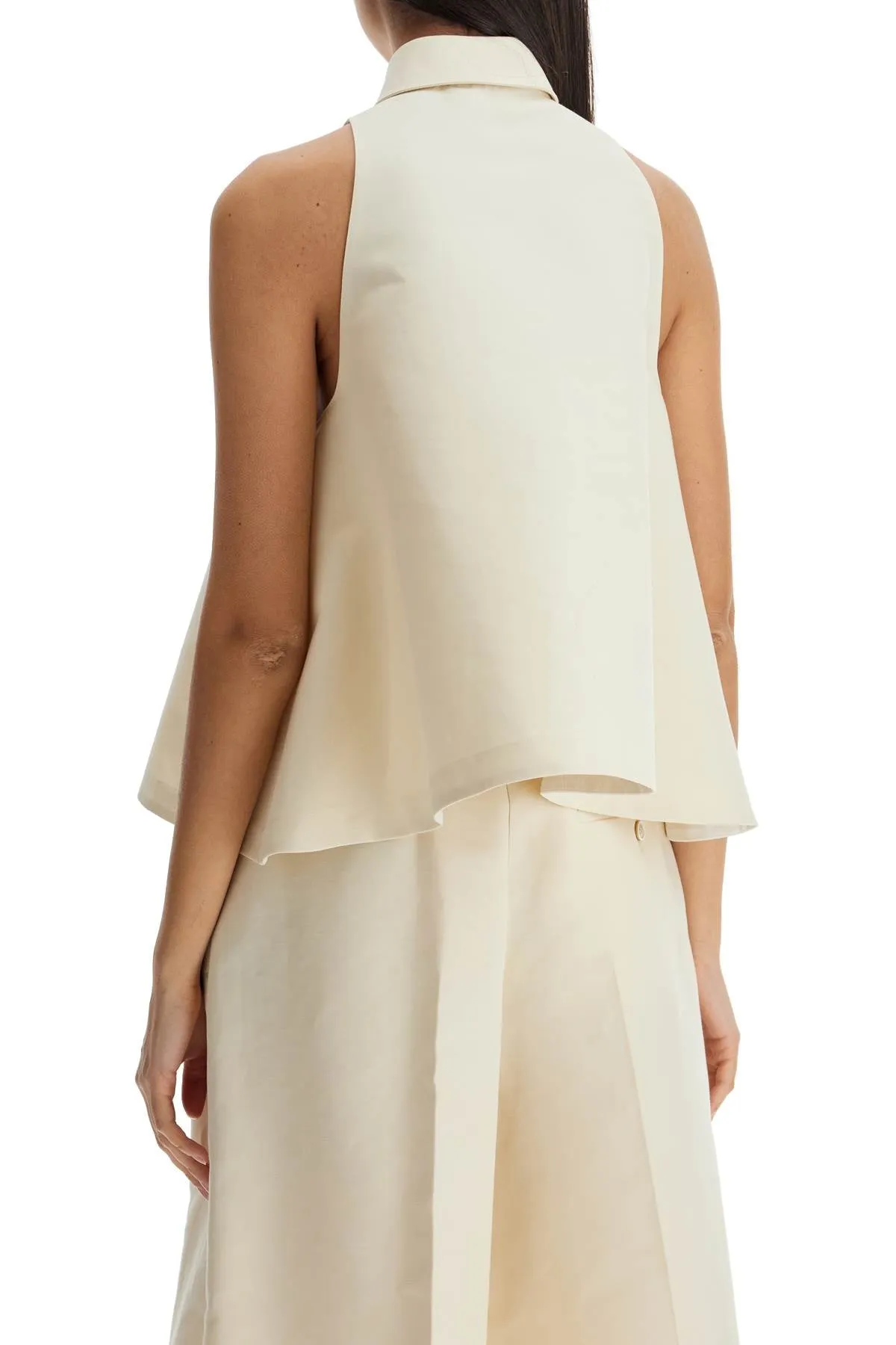ivory cotton women's shirt with embroidered logo CAMA0612S0TCX28 IVORY