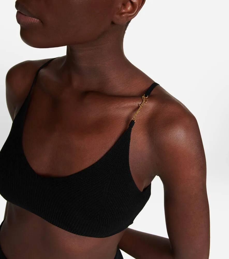 JACQUEMUS ribbed Le Bandeau Pralu crop top, black