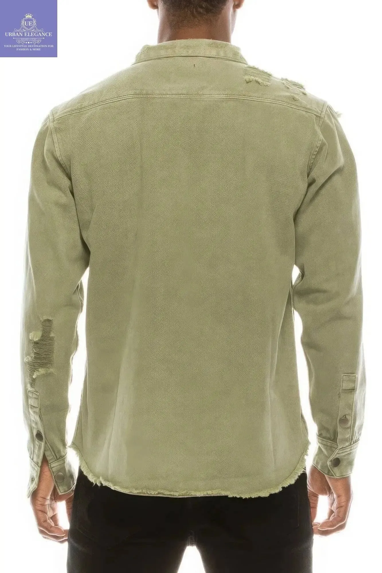 Jade Ripped Denim Overshirt for Men