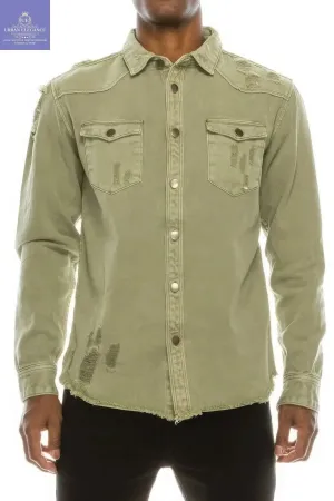 Jade Ripped Denim Overshirt for Men