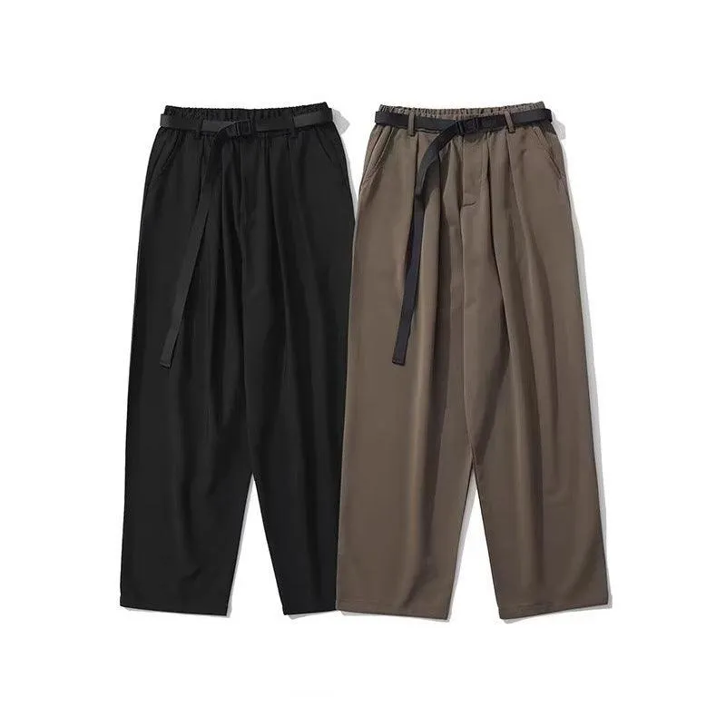 Japanese-style Retro Solid Color Straight Drooping Suit Pants Men