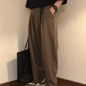 Japanese-style Retro Solid Color Straight Drooping Suit Pants Men