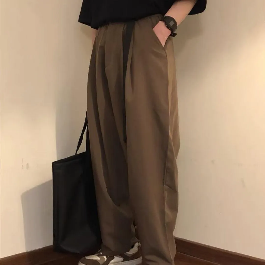 Japanese-style Retro Solid Color Straight Drooping Suit Pants Men
