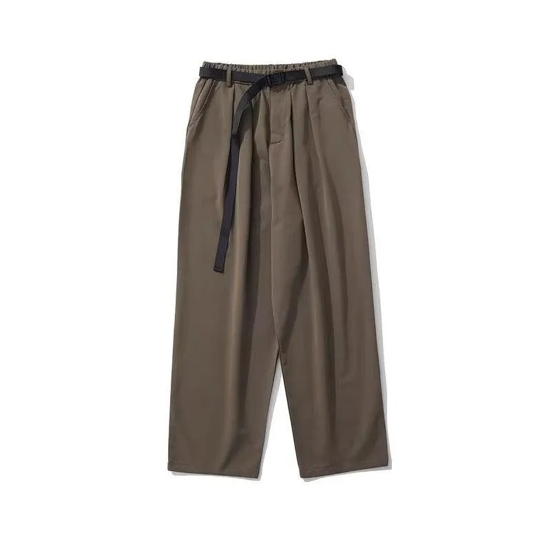 Japanese-style Retro Solid Color Straight Drooping Suit Pants Men