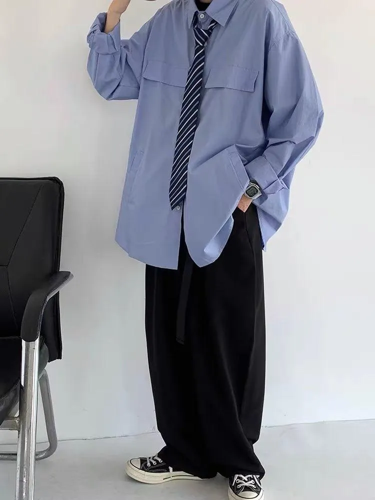 Japanese-style Retro Solid Color Straight Drooping Suit Pants Men