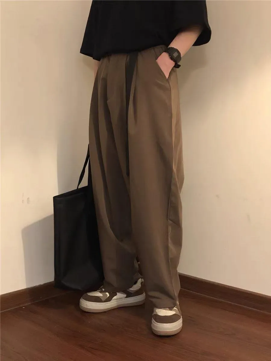 Japanese-style Retro Solid Color Straight Drooping Suit Pants Men