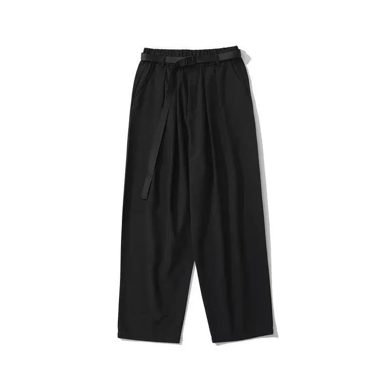 Japanese-style Retro Solid Color Straight Drooping Suit Pants Men