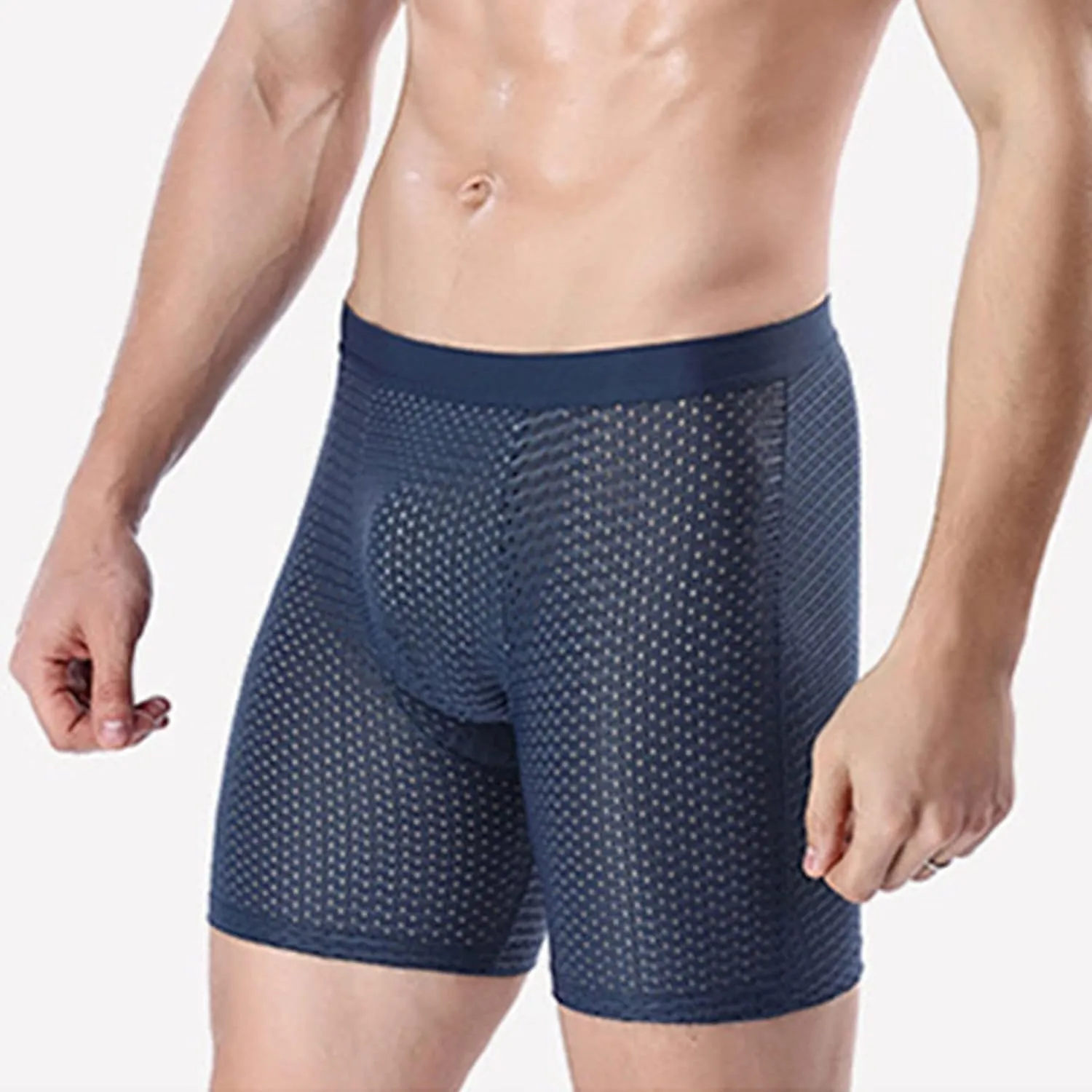 JEShifangjiusu Men'S Underwear See Through Sexy Mesh Breathable Boxer Briefs Low Rise Athletic Sports Stretch Boxers Panties