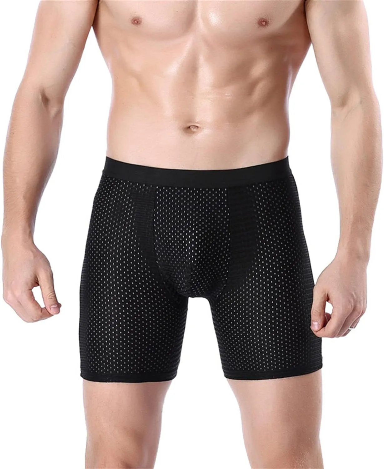 JEShifangjiusu Men'S Underwear See Through Sexy Mesh Breathable Boxer Briefs Low Rise Athletic Sports Stretch Boxers Panties