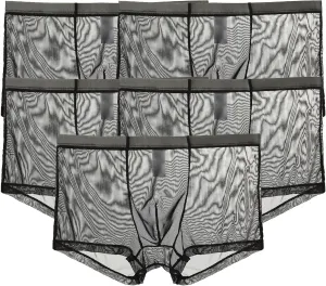 JEShifangjiusu Men'S Underwear Transparent Sexy Mesh Breathable Ice Silk Boxer Briefs See-Through Low Rise Cool Boxers 3Pack
