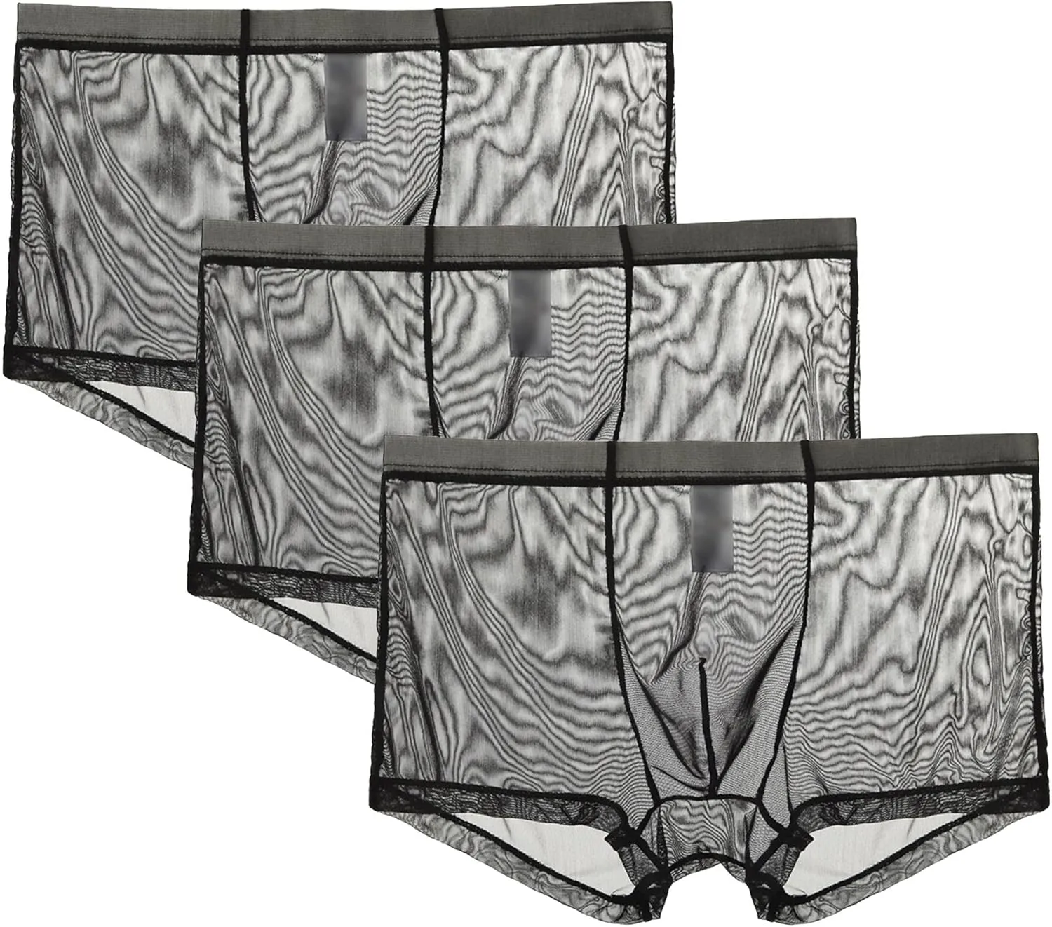 JEShifangjiusu Men'S Underwear Transparent Sexy Mesh Breathable Ice Silk Boxer Briefs See-Through Low Rise Cool Boxers 3Pack
