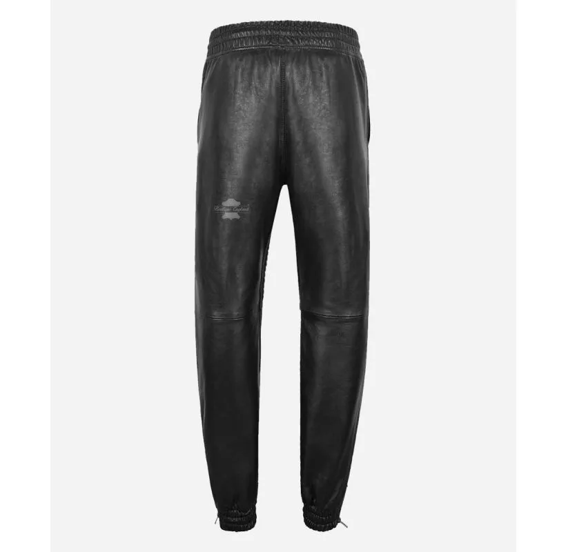 JOGGER Leather Jogging Bottom Men's Quilted Classic Leather Track Pants